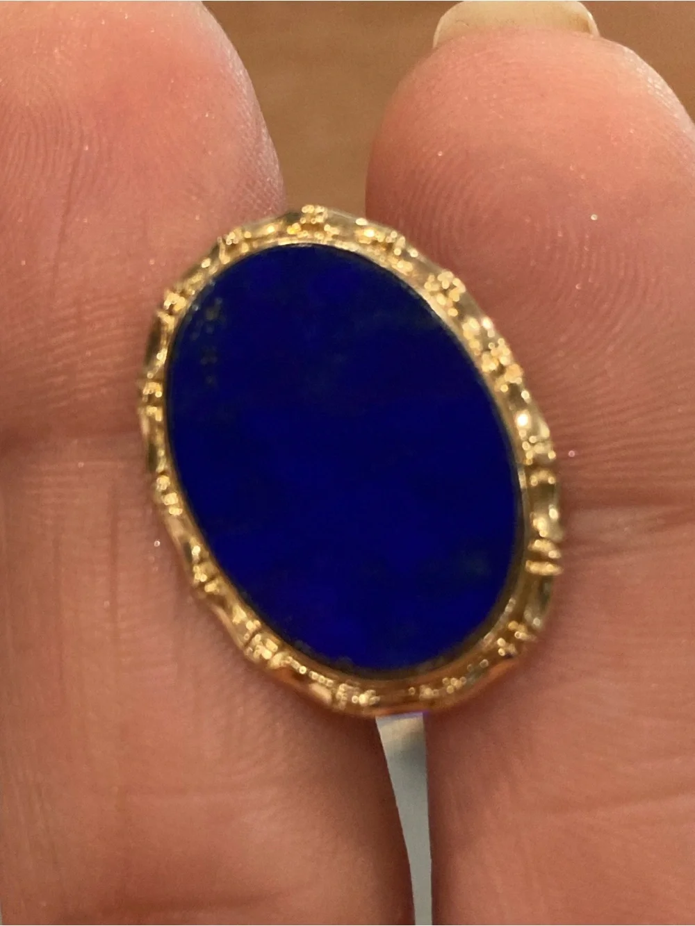 14k Gold and Lapis Oval Cufflinks